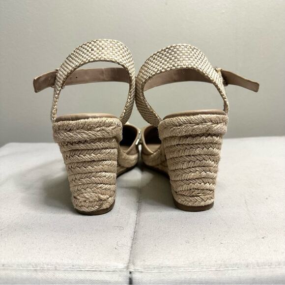 MARC FISHER SAKLINA ESPADRILLE STUDDED WEDGE SANDAL SHOE TAN WOMENS 7M - Picture 5 of 11